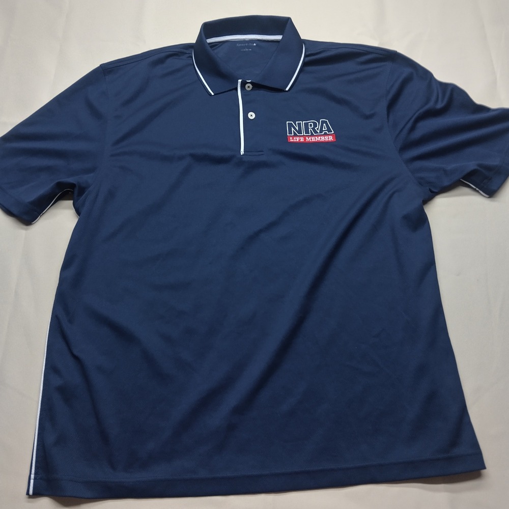 Sport-Tek Mens Navy Blue NRA Life Member Performance Polo Shirt Size Large